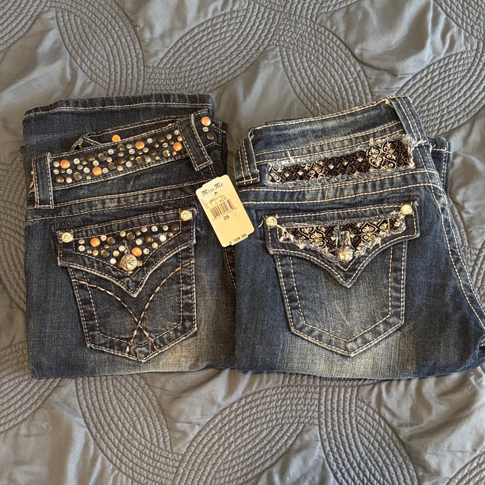 Miss Me Women's Dark Blue Boot Cut Jeans with Embellishments NWT